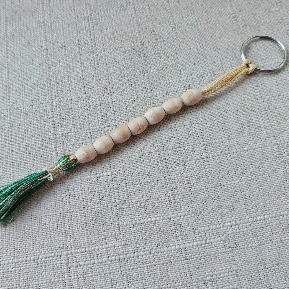 Lot of Keychains Handmade Keys Holder Real Wood Beads Key Chains X 2